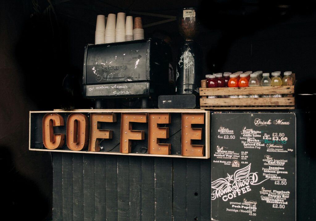 Coffee shop serving counter